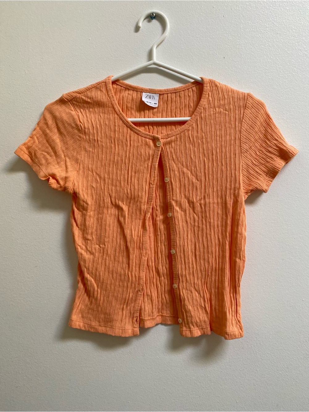 Zara Girls Pointelle Knit Short Sleeve Cardigan 13-14